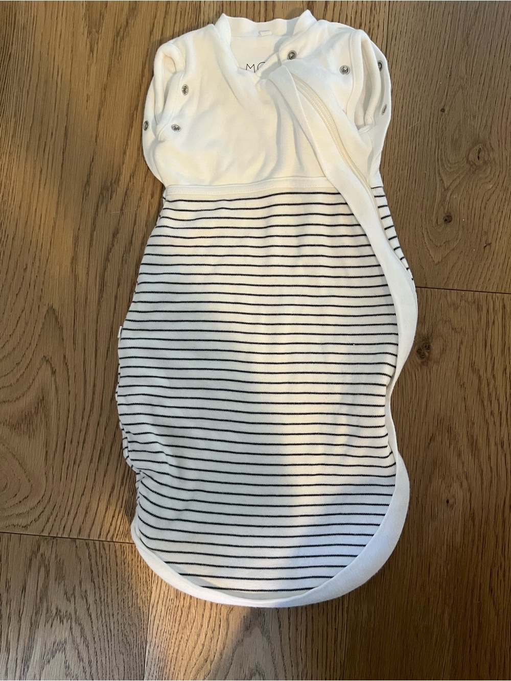 White & Navy Striped Baby Sleep Sack - Cozy Infant Swaddle